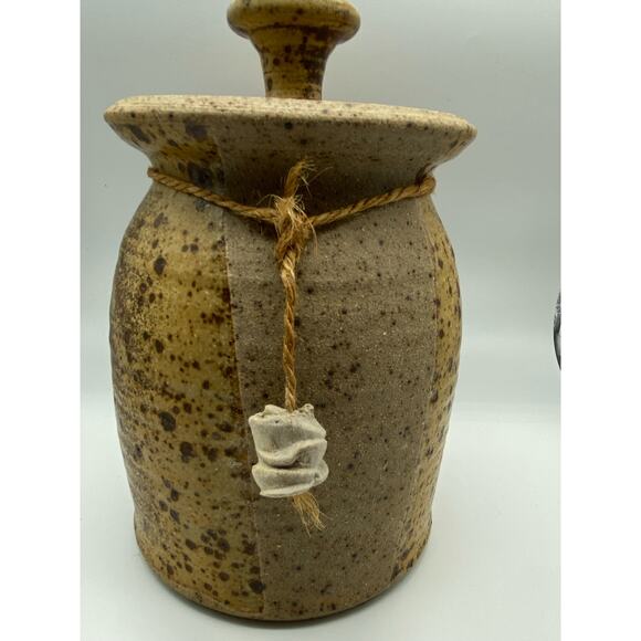 Vintage MCM pottery Stoneware  jar with‎ lid Canister Cookie jar - Picture 1 of 8